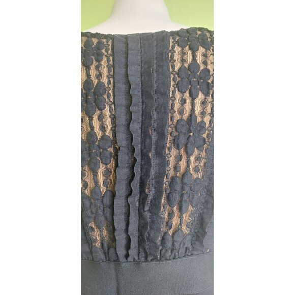 MAX STUDIO Womens Little Black Dress M Sheath Bodycon Sleeveless V-Neck Ruffles - Picture 8 of 13